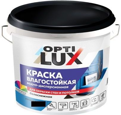 Краска водно-дисперсионная Оптилюкс, влагостойкая, белоснежная, 3 кг купить в СОМ