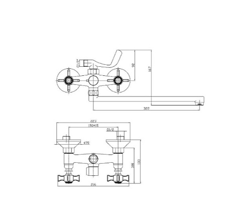 Смеситель для ванны Haiba HB2224, хром купить в СОМ