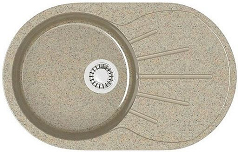 Мойка каменная Granit Bergg, Касандра Z110Q5, 730х450х215мм, песочный, глянцевая купить в СОМ