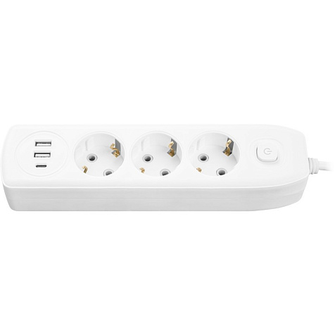 Удлинитель ОНЛАЙТ OPE-USB-03-500-ESC-3 3 гн, 2гн USB-A,1гн USB-С, 5 м, выкл  СЗ 10А IP20 белый купить в СОМ