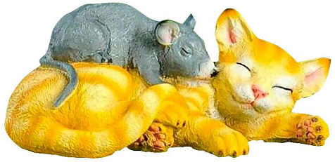 Фигура садовая Кошка с мышкой спят купить в СОМ