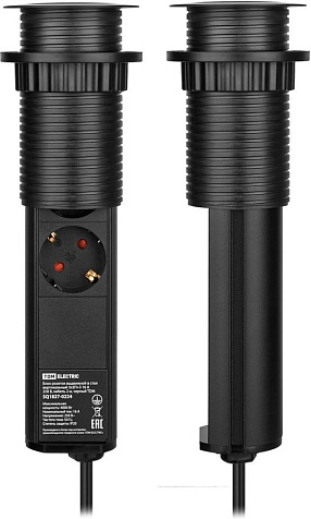 Блок розеток выдвижной в стол вертикальный TDM 3x2П+З 16 А 250 В, кабель 2 м, черный купить в СОМ