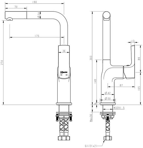 Смеситель для мойки Lemark Ursus LM7205BLR, черный/золото купить в СОМ