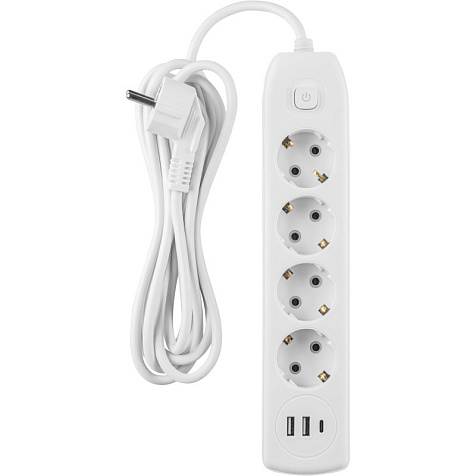 Удлинитель ОНЛАЙТ OPE-USB-04-180-ESC-3  4 гн, 2гн USB-A,1гн USB-С, 1.8 м, выкл СЗ 10А IP20 белый купить в СОМ