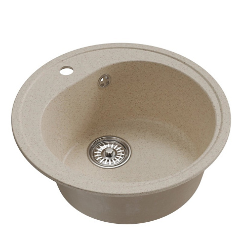 Мойка каменная Mixline ML-GM11, d500 х180 мм, врезная, бежевый купить в СОМ