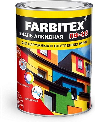 Эмаль  ПФ-115 Farbitex, хаки, 0.8 кг купить в СОМ