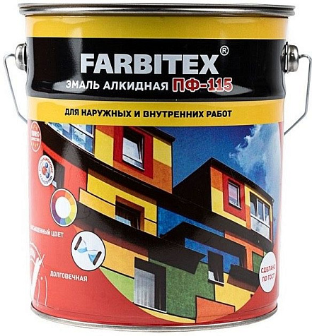 Эмаль ПФ-115 Farbitex, зеленая, 10 кг купить в СОМ
